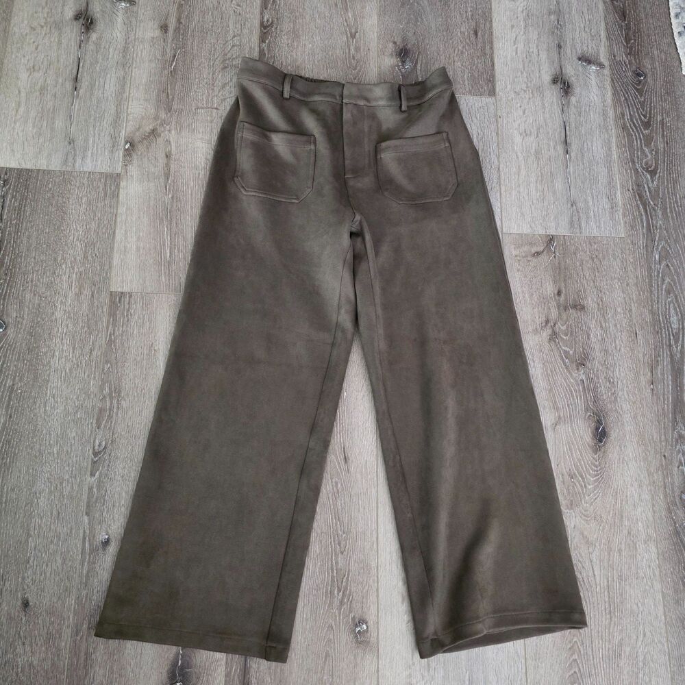 Ruti Pull on Trouser Work Pull on Pants Brown Sz 3 US 12 Wide leg Faux suede EUC